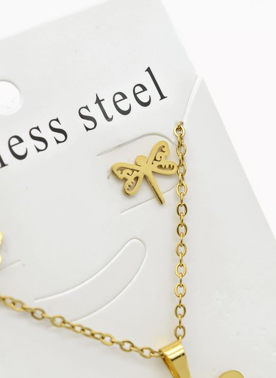 SET DE COLLAR, DIJE Y ARETES EN ACERO INOXIDABLE 316L