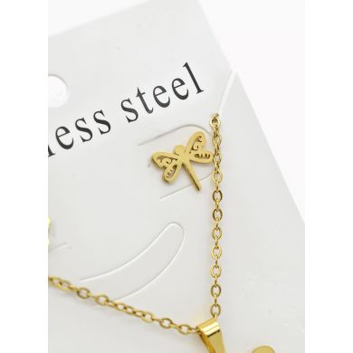 SET DE COLLAR, DIJE Y ARETES EN ACERO INOXIDABLE 316L
