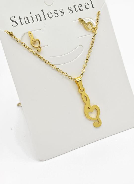 SET DE COLLAR, DIJE Y ARETES EN ACERO INOXIDABLE 316L