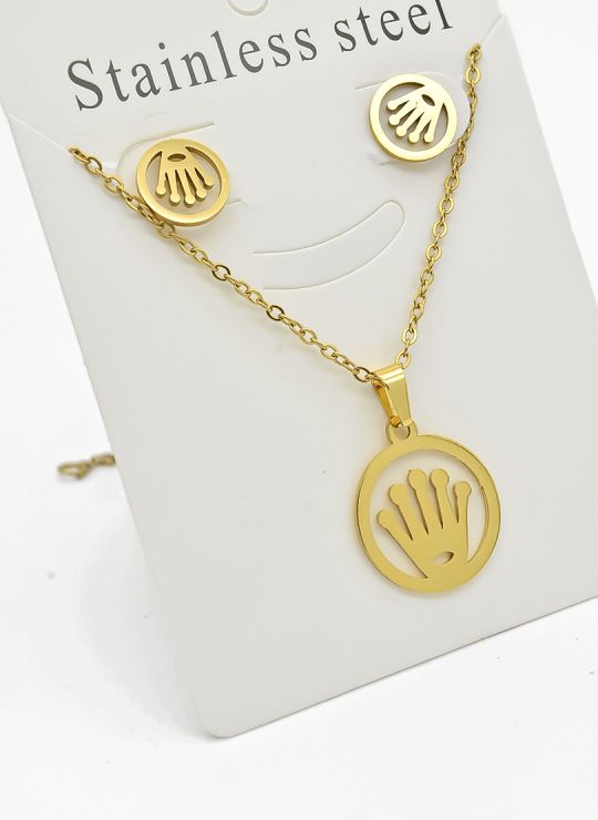 SET DE COLLAR, DIJE Y ARETES EN ACERO INOXIDABLE 316L