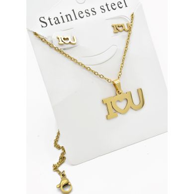 SET DE COLLAR, DIJE Y ARETES EN ACERO INOXIDABLE 316L