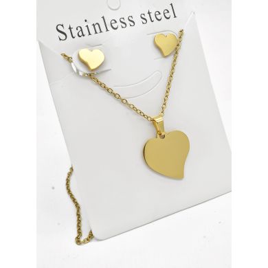 SET DE COLLAR, DIJE Y ARETES EN ACERO INOXIDABLE 316L