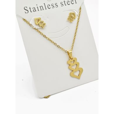 SET DE COLLAR, DIJE Y ARETES EN ACERO INOXIDABLE 316L