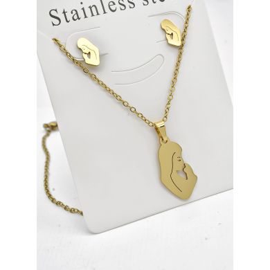 SET DE COLLAR, DIJE Y ARETES EN ACERO INOXIDABLE 316L