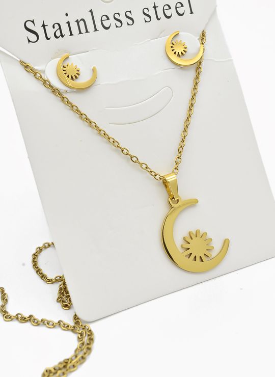 SET DE COLLAR, DIJE Y ARETES EN ACERO INOXIDABLE 316L