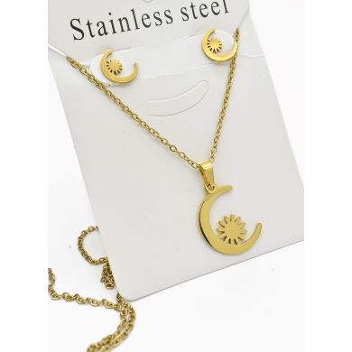 SET DE COLLAR, DIJE Y ARETES EN ACERO INOXIDABLE 316L