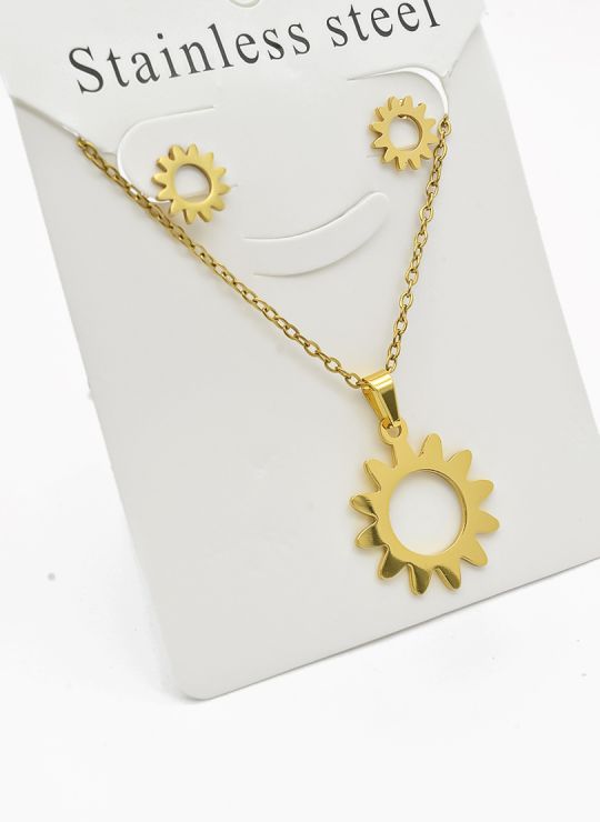 SET DE COLLAR, DIJE Y ARETES EN ACERO INOXIDABLE 316L