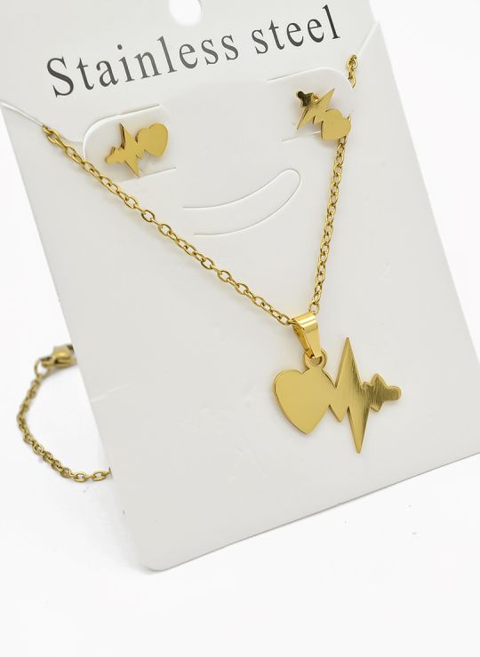 SET DE COLLAR, DIJE Y ARETES EN ACERO INOXIDABLE 316L