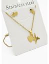 SET DE COLLAR, DIJE Y ARETES EN ACERO INOXIDABLE 316L