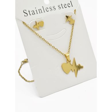 SET DE COLLAR, DIJE Y ARETES EN ACERO INOXIDABLE 316L