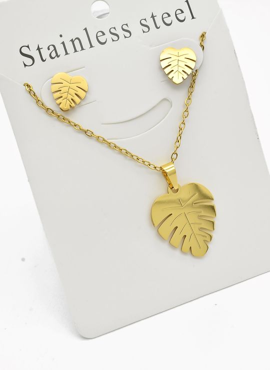 SET DE COLLAR, DIJE Y ARETES EN ACERO INOXIDABLE 316L
