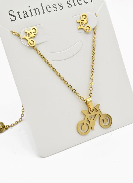 SET DE COLLAR, DIJE Y ARETES EN ACERO INOXIDABLE 316L