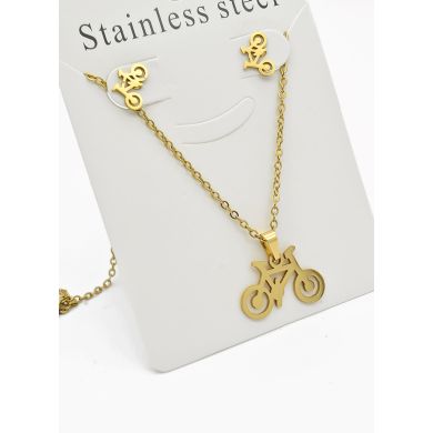 SET DE COLLAR, DIJE Y ARETES EN ACERO INOXIDABLE 316L