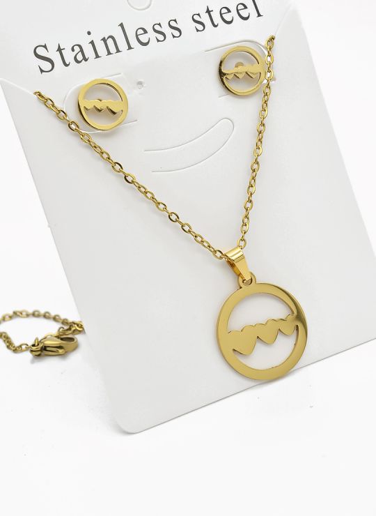 SET DE COLLAR, DIJE Y ARETES EN ACERO INOXIDABLE 316L