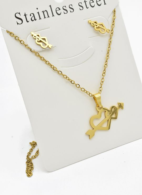 SET DE COLLAR, DIJE Y ARETES EN ACERO INOXIDABLE 316L