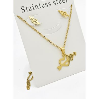 SET DE COLLAR, DIJE Y ARETES EN ACERO INOXIDABLE 316L