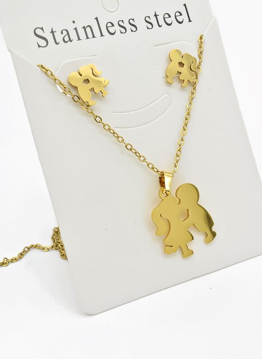 SET DE COLLAR, DIJE Y ARETES EN ACERO INOXIDABLE 316L