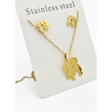 SET DE COLLAR, DIJE Y ARETES EN ACERO INOXIDABLE 316L