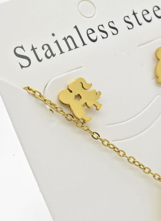 SET DE COLLAR, DIJE Y ARETES EN ACERO INOXIDABLE 316L