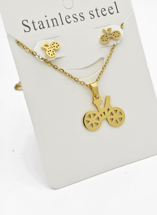 SET DE COLLAR, DIJE Y ARETES EN ACERO INOXIDABLE 316L