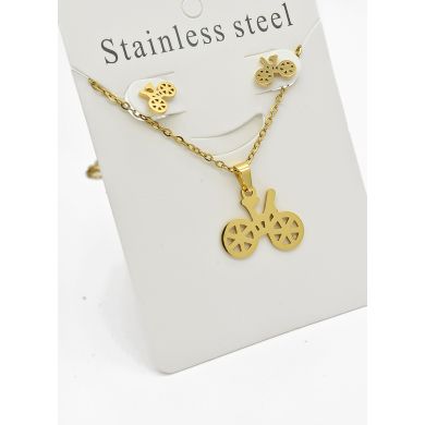 SET DE COLLAR, DIJE Y ARETES EN ACERO INOXIDABLE 316L