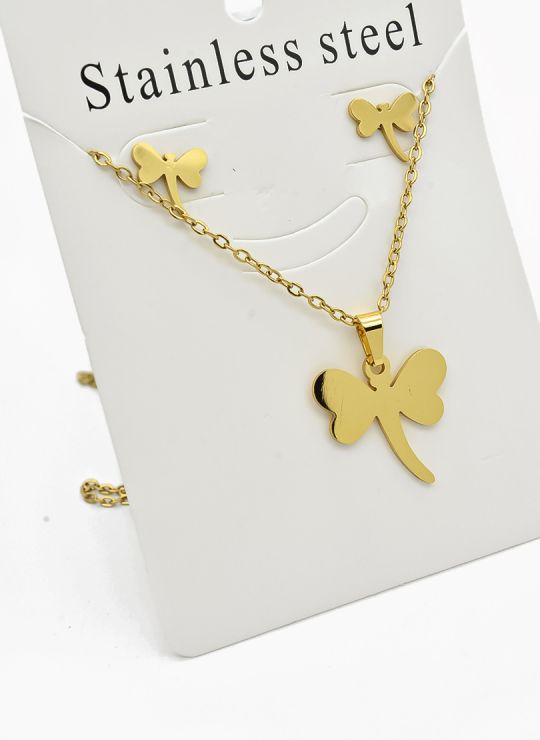 SET DE COLLAR, DIJE Y ARETES EN ACERO INOXIDABLE 316L