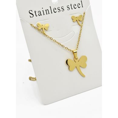 SET DE COLLAR, DIJE Y ARETES EN ACERO INOXIDABLE 316L