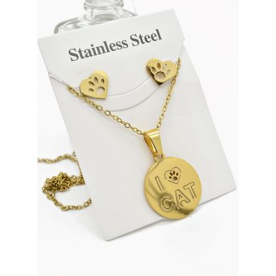 SET DE COLLAR, DIJE Y ARETES EN ACERO INOXIDABLE 316L