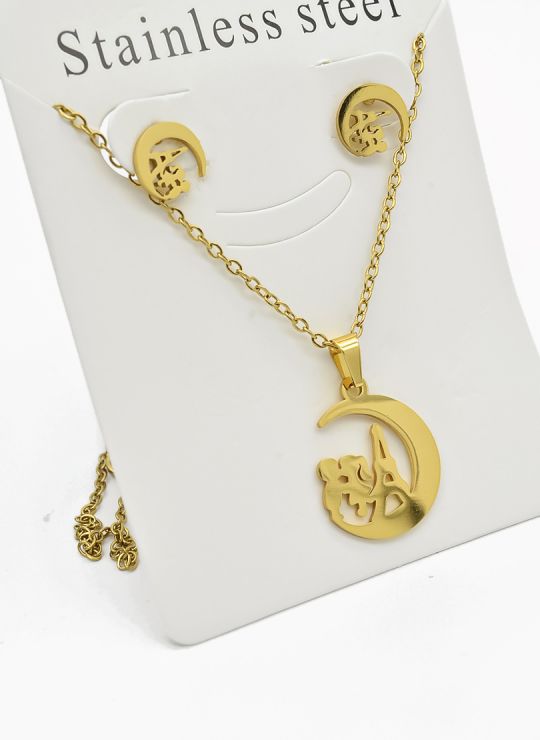 SET DE COLLAR, DIJE Y ARETES EN ACERO INOXIDABLE 316L