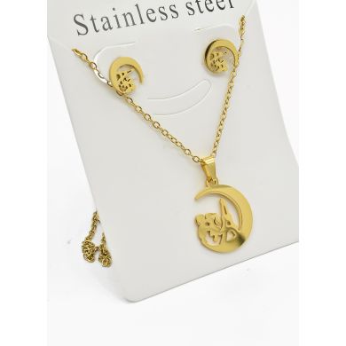 SET DE COLLAR, DIJE Y ARETES EN ACERO INOXIDABLE 316L