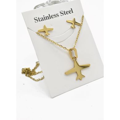 SET DE COLLAR, DIJE Y ARETES EN ACERO INOXIDABLE 316L