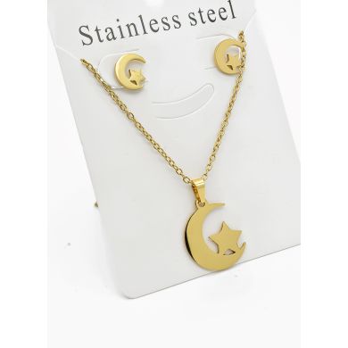 SET DE COLLAR, DIJE Y ARETES EN ACERO INOXIDABLE 316L