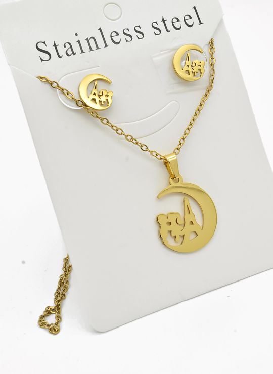 SET DE COLLAR, DIJE Y ARETES EN ACERO INOXIDABLE 316L