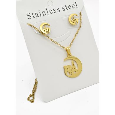SET DE COLLAR, DIJE Y ARETES EN ACERO INOXIDABLE 316L