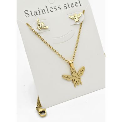 SET DE COLLAR, DIJE Y ARETES EN ACERO INOXIDABLE 316L