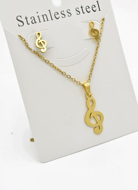 SET DE COLLAR, DIJE Y ARETES EN ACERO INOXIDABLE 316L