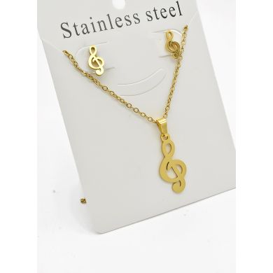 SET DE COLLAR, DIJE Y ARETES EN ACERO INOXIDABLE 316L