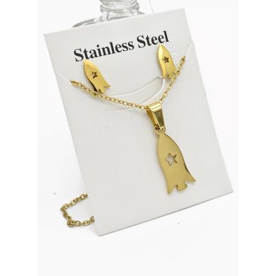 SET DE COLLAR, DIJE Y ARETES EN ACERO INOXIDABLE 316L