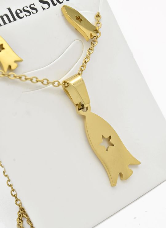 SET DE COLLAR, DIJE Y ARETES EN ACERO INOXIDABLE 316L