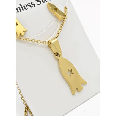 SET DE COLLAR, DIJE Y ARETES EN ACERO INOXIDABLE 316L