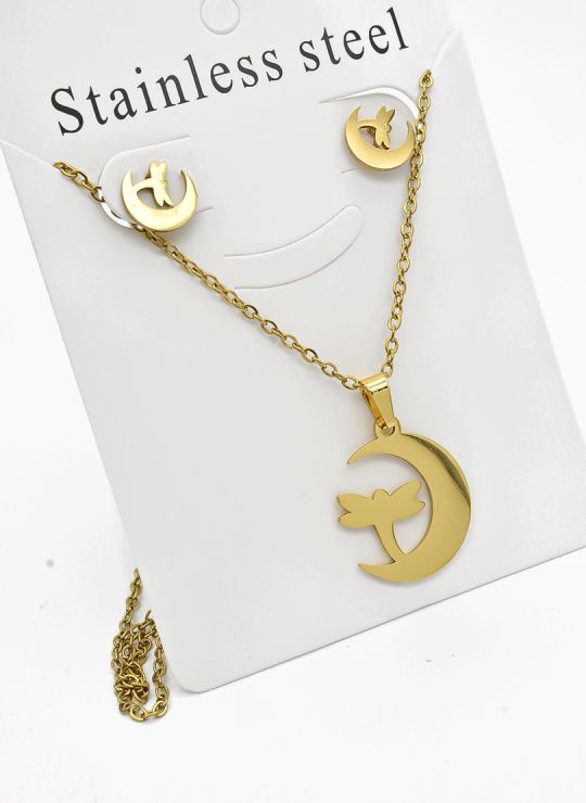 SET DE COLLAR, DIJE Y ARETES EN ACERO INOXIDABLE 316L