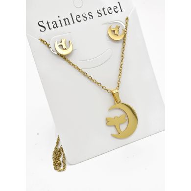 SET DE COLLAR, DIJE Y ARETES EN ACERO INOXIDABLE 316L