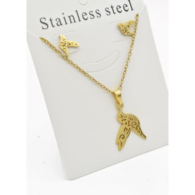 SET DE COLLAR, DIJE Y ARETES EN ACERO INOXIDABLE 316L