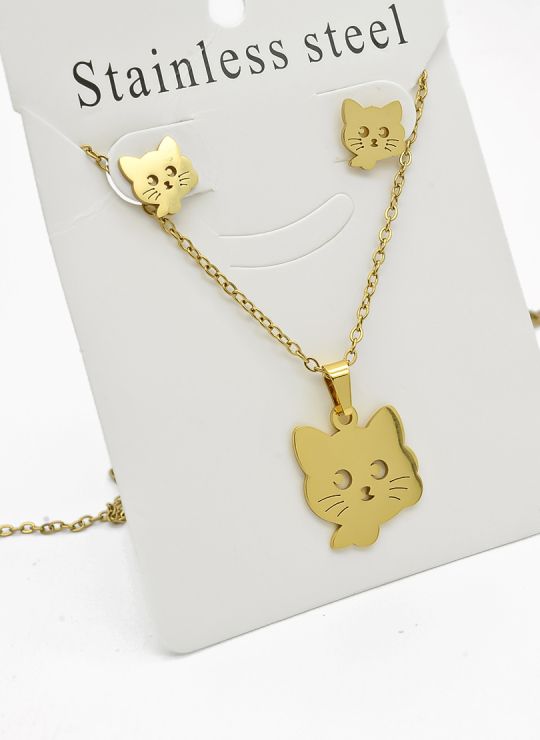 SET DE COLLAR, DIJE Y ARETES EN ACERO INOXIDABLE 316L