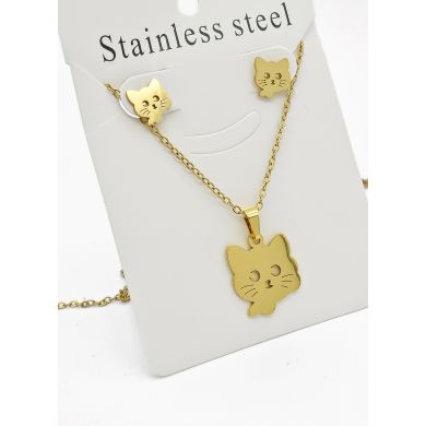 SET DE COLLAR, DIJE Y ARETES EN ACERO INOXIDABLE 316L