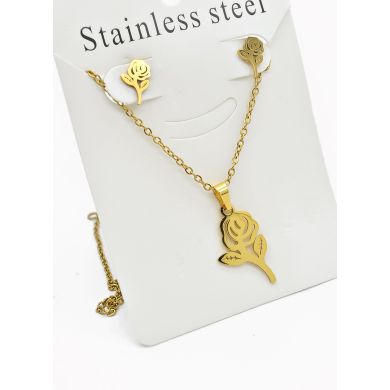 SET DE COLLAR, DIJE Y ARETES EN ACERO INOXIDABLE 316L