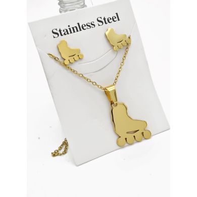 SET DE COLLAR, DIJE Y ARETES EN ACERO INOXIDABLE 316L