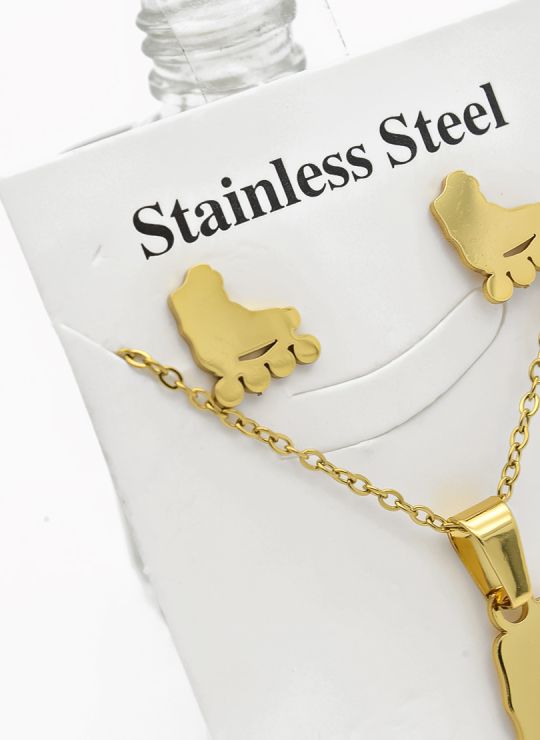 SET DE COLLAR, DIJE Y ARETES EN ACERO INOXIDABLE 316L