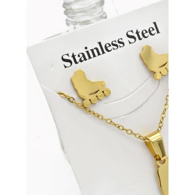 SET DE COLLAR, DIJE Y ARETES EN ACERO INOXIDABLE 316L