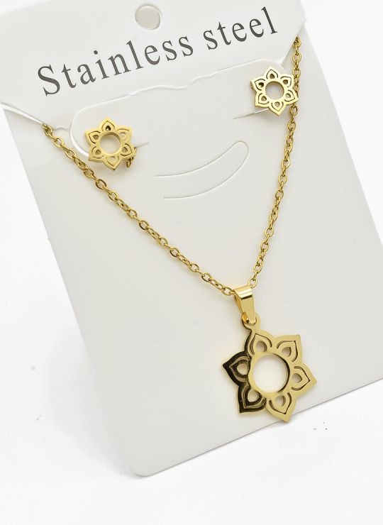 SET DE COLLAR, DIJE Y ARETES EN ACERO INOXIDABLE 316L